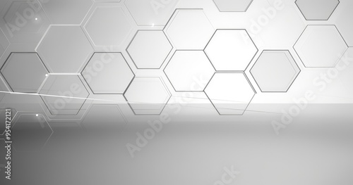 A minimalist hexagonal pattern design in grayscale, suitable for backgrounds or graphics.