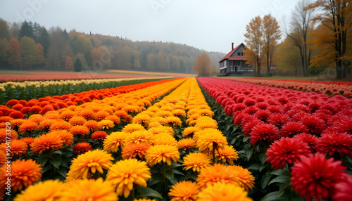 Vibrant Autumn Dahlia Field