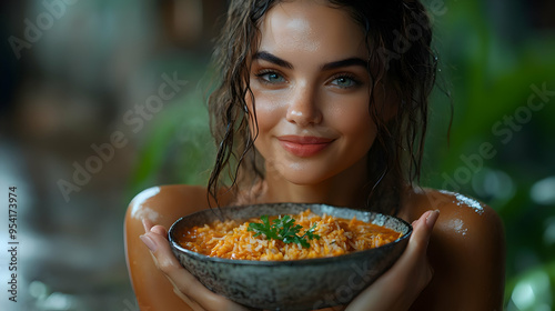 Beautiful woman with wet ha...