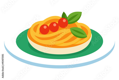 Classic Italian Pasta Vector Art- Clean and Simple Illustration on a Plate photo