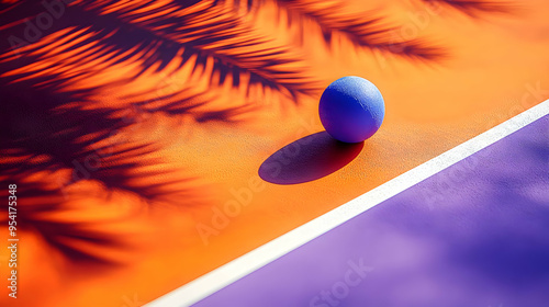 Blue ball on a colorful cou...