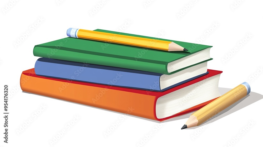 Simple Stack of Books with a Pencil Resting Next to Them, Featuring a Clean and Minimalistic Setup Ideal for Studying, Reading, or Office Use. Simple Stack of Books with a Pencil Resting Next to Them, Featuring a Clean and Minimalistic Setup Ideal for Studying, Reading, or Office Use.