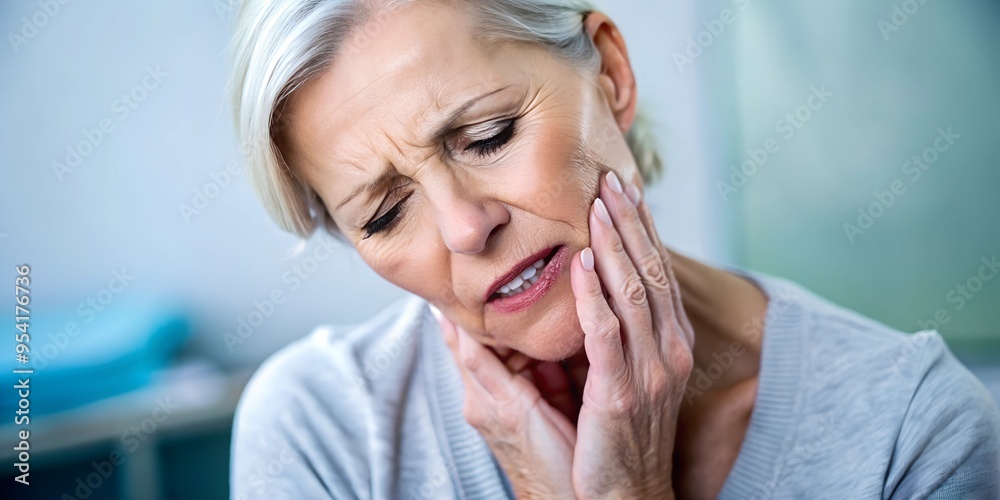 A woman has toothache A woman has toothache