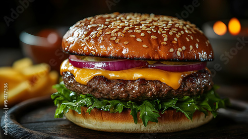 Close up of a juicy cheeseb...