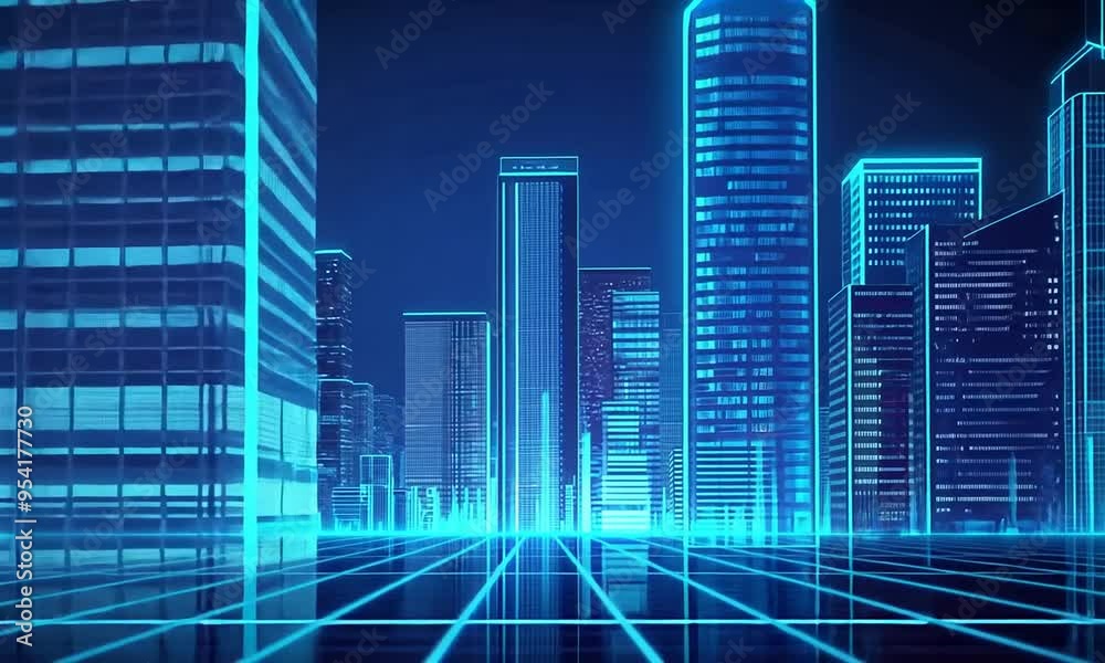 Futuristic Cityscape with Neon Glow Futuristic Cityscape with Neon Glow