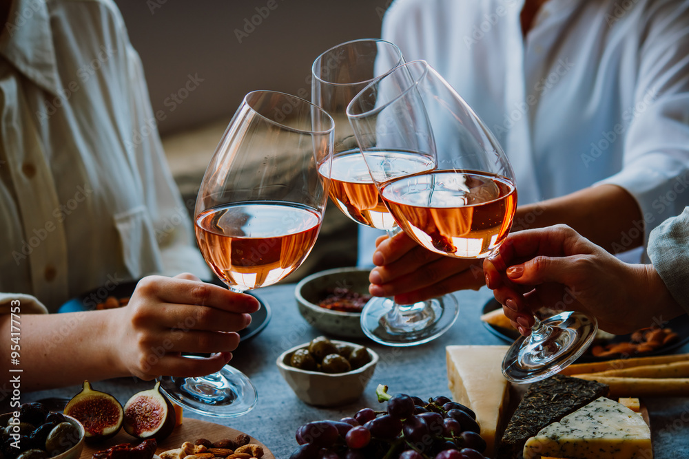 Glasses of rose wine seen during a friendly party of a celebration.