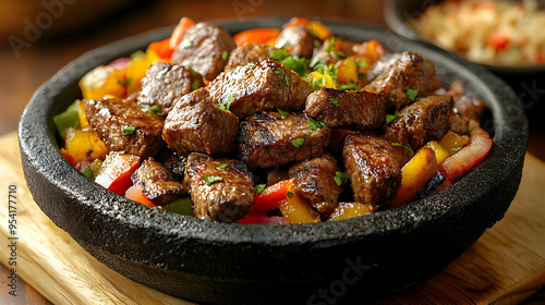 Close up of a sizzling hot ...