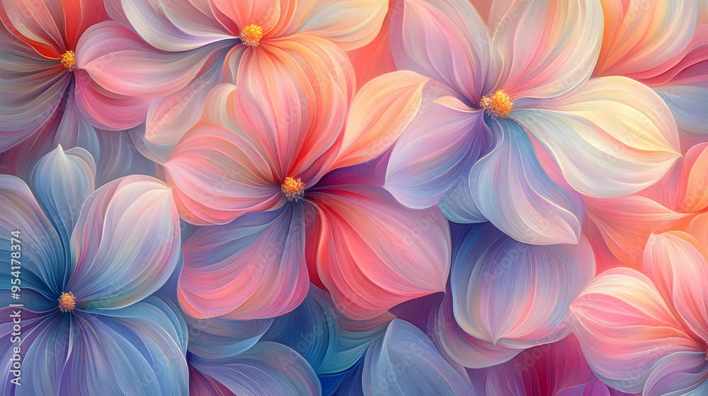 Close up of pastel-colored flower petals. Close up of pastel-colored flower petals.