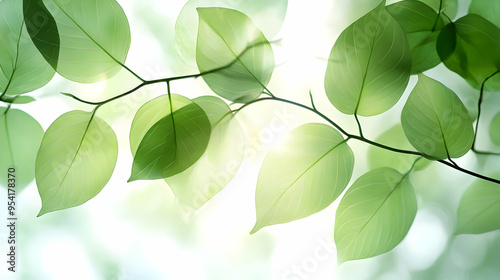 Close up of green leaves wi...