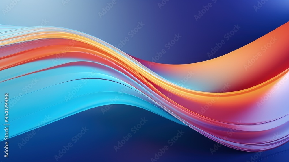 Fototapeta premium A vibrant abstract wave design with smooth gradients of blue, orange, and red.