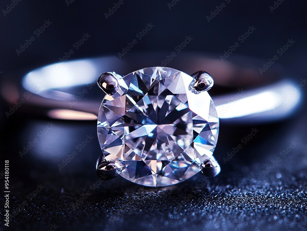Glimmering Solitaire Diamond Engagement Ring Close-up, Exquisite Gemstone Elegance, Symbol of Love and Commitment, Radiant Brilliance Glimmering Solitaire Diamond Engagement Ring Close-up, Exquisite Gemstone Elegance, Symbol of Love and Commitment, Radiant Brilliance