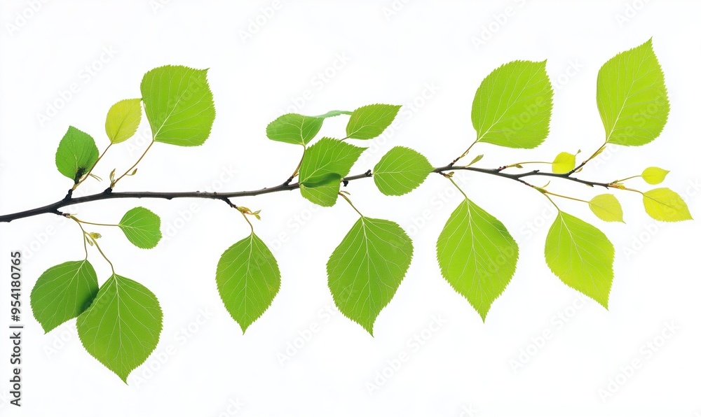 Fototapeta premium A long green leafy branch with many leaves on it