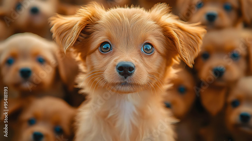 Closeup of a cute puppy wit...