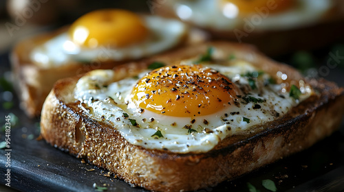 Closeup of a fried egg on t...