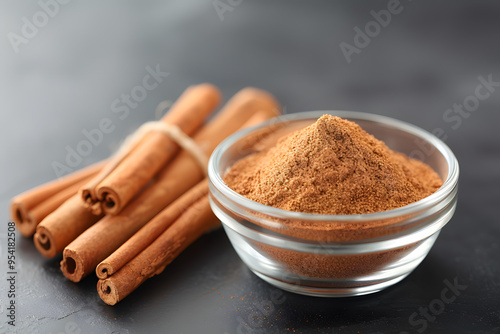 Cinnamon Sticks Bound with Thread on Dark Rustic Table | Warm Spices and Rustic Kitchen Decor