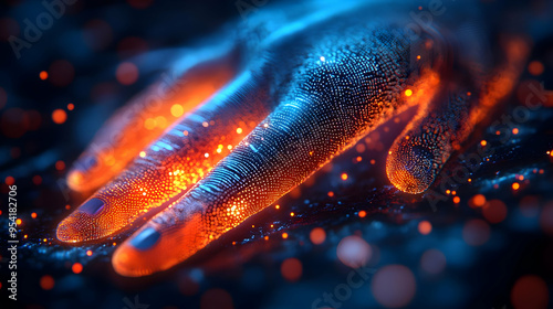 Closeup of a glowing digita...