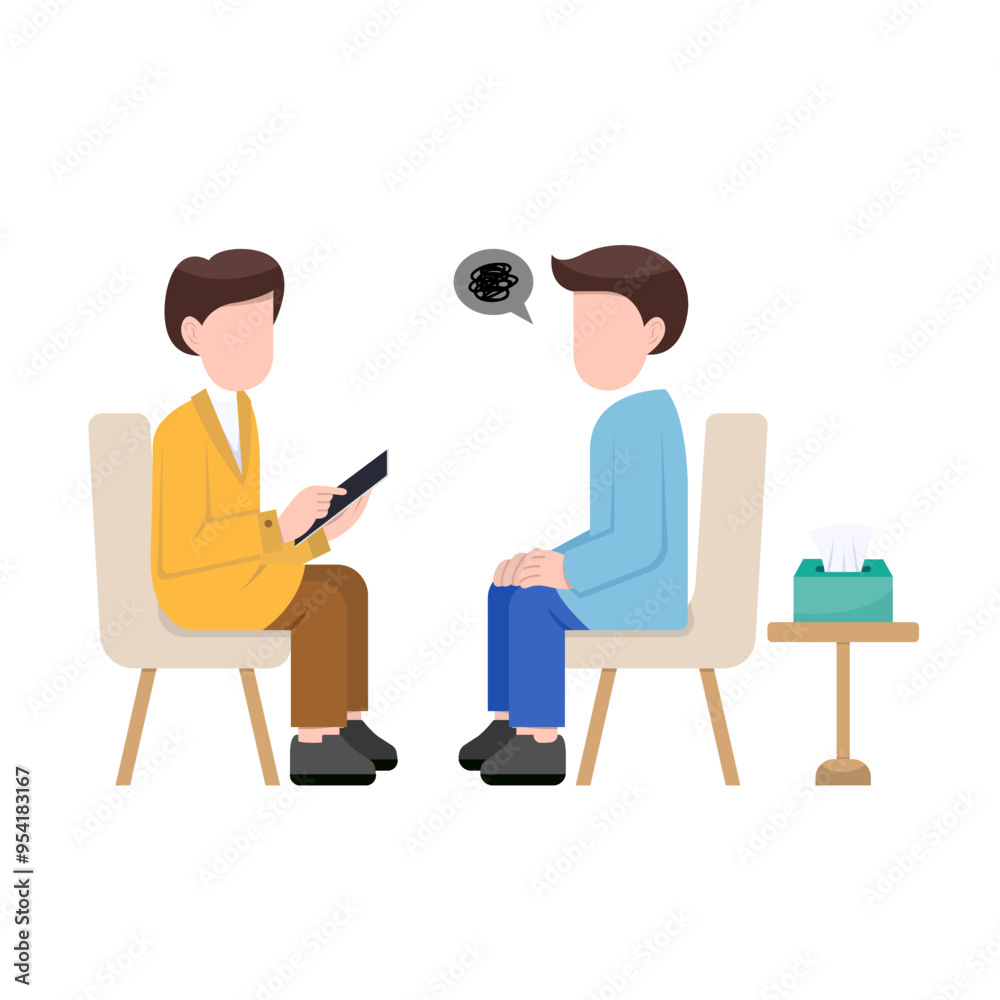 Psychologist With Patient Flat Illustration Psychologist With Patient Flat Illustration