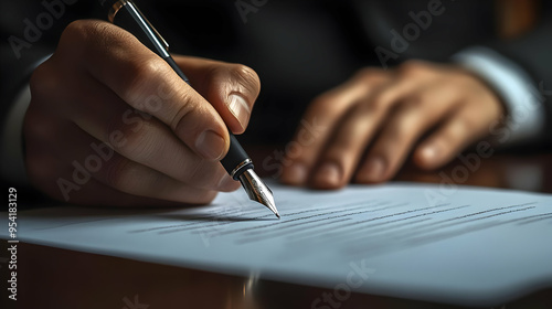Close-up of a hand signing ...