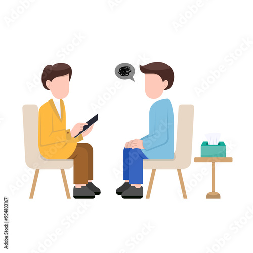 Psychologist With Patient Flat Illustration