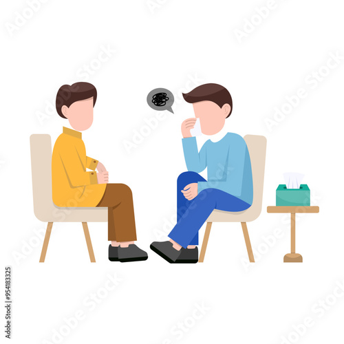 Psychologist With Patient Flat Illustration