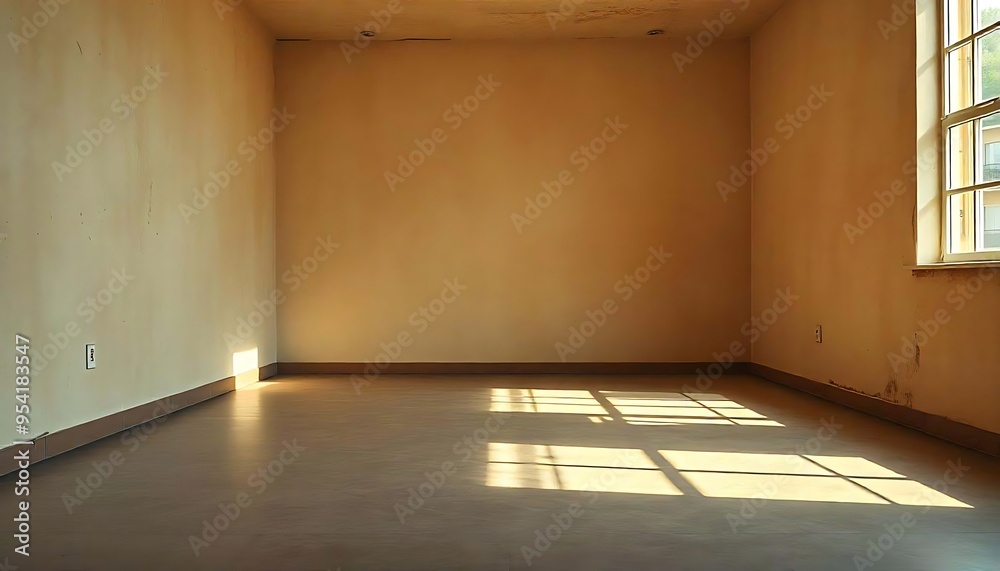 Obraz premium an empty room with shadows on the floor, background, Empty room with parquet, 3d rendering, minimal aesthetic decor, minimalist room interior, created with generative ai