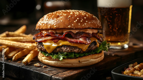 Close-up of a juicy cheeseb...