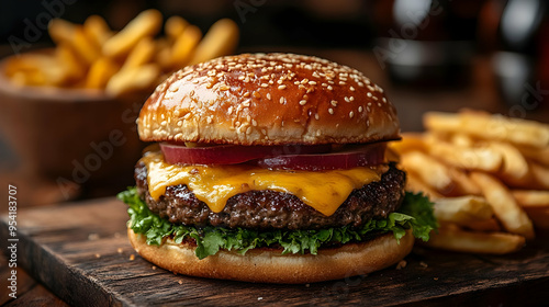 Close-up of a juicy cheeseb...