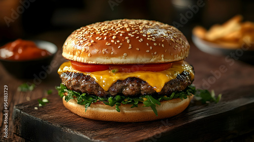 Close-up of a juicy cheeseb...