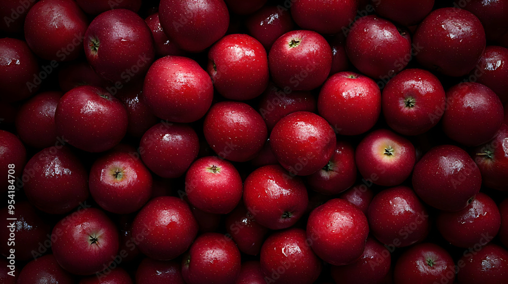 Close-up of a pile of red apples with dark background. Close-up of a pile of red apples with dark background.