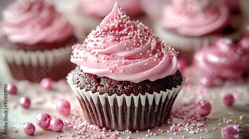 Close-up of a pink frosted ...