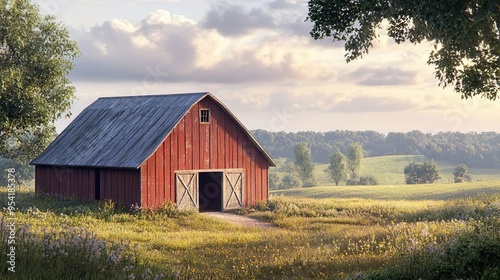 Rustic barn design in the countryside perfect for rural scenes