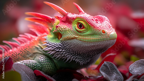Closeup of a vibrant green ...