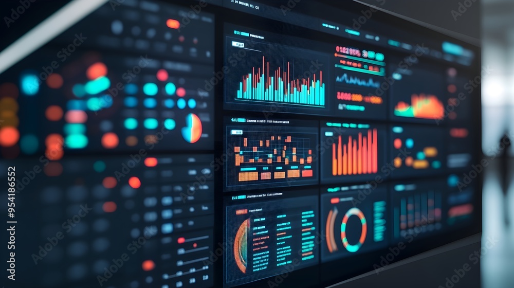 Fototapeta premium Data Analytics Dashboard Screen with Charts & Graphs
