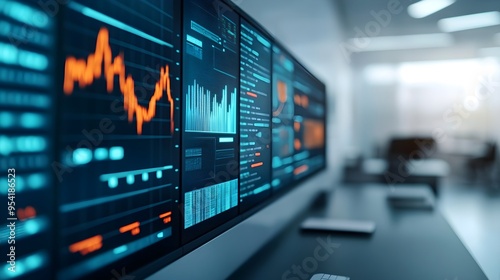 Data Analytics Charts Display On Desktop Monitors