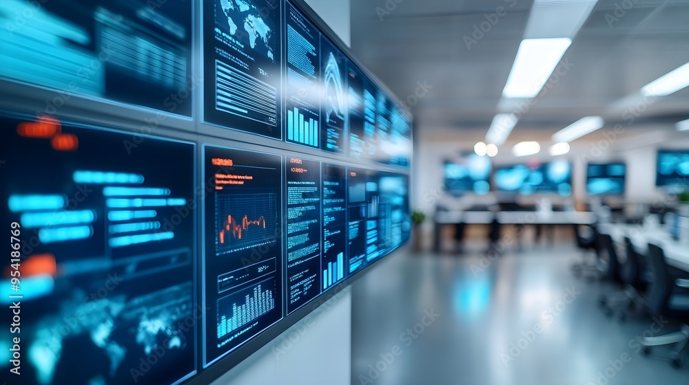 Data Visualization Wall - Modern Office Interior Data Visualization Wall - Modern Office Interior