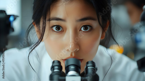 Closeup of a woman looking ...