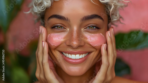 Closeup of a woman smiling ...