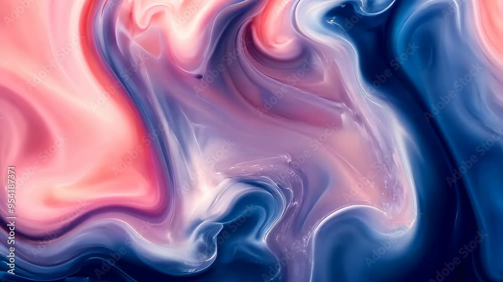 Abstract fluid art with pink and blue swirls, ethereal design. Creativity and imagination concept