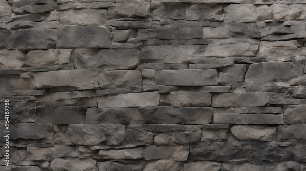 Weathered Stone Wall with Various Grey Tones in a Stacked Pattern Weathered Stone Wall with Various Grey Tones in a Stacked Pattern