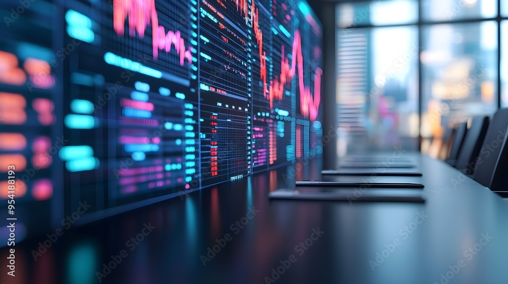 Financial Data on Screen in Modern Office Financial Data on Screen in Modern Office