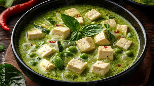 Closeup of green curry with...