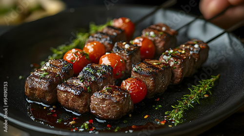 Close-up of grilled beef sk...