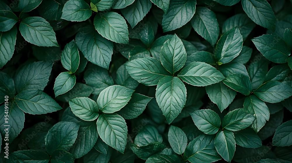 Close-up of lush green leaves. Close-up of lush green leaves.