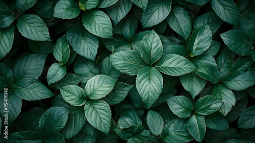 Close-up of lush green leaves.