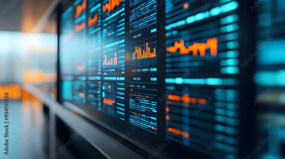 Futuristic Digital Interface with Data and Charts Futuristic Digital Interface with Data and Charts