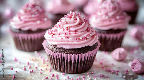 Close-up of pink frosted cu...
