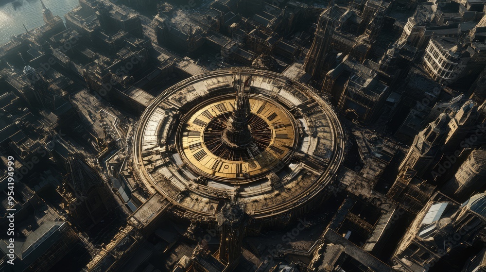 Fototapeta premium Clock City: An Aerial View of Time-Themed Architecture