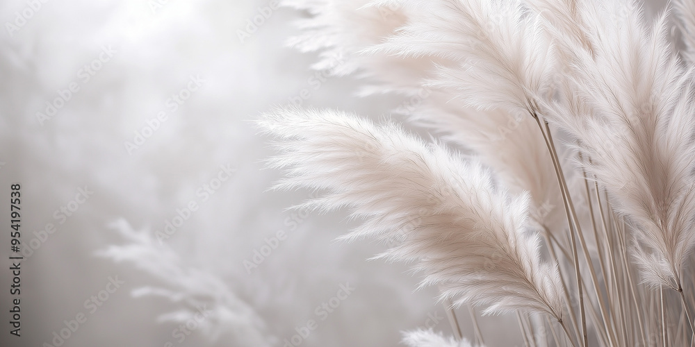Obraz premium The pampas have a gentle, fluffy texture with shades of soft silver