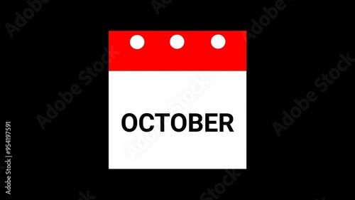Calendar animation on black background, year calendar. Time Running Concept. 4k Animation. Isolated