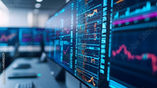 Stock Market Data Analysis Display on Computer Screen